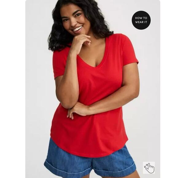 Torrid Girlfriend Signature Jersey V-Neck Tee - Picture 1 of 7